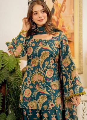 Women Floral Printed Regular Pure Cotton Kurta with Patiala & With Dupatta 2