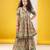 Beige green multicolor floral printed cotton sharara set