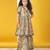 Beige green multicolor floral printed cotton sharara set
