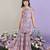 Lavender floral printed cotton tie up kurti and sharara set