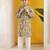 Beige and green kurta with white pajama