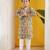 Beige and green kurta with white pajama
