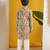 Beige and green kurta with white pajama