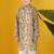 Beige and green kurta with white pajama