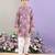 Mauve paisley printed cotton kurta with white pajama