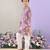 Mauve paisley printed cotton kurta with white pajama