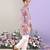 Mauve paisley printed cotton kurta with white pajama