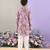 Mauve paisley printed cotton kurta with white pajama