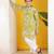 Olive green yellow floral printed cotton kurta pajama set