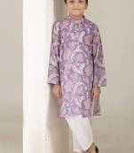 Lavender floral printed cotton kurta pajama set