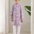 Lavender floral printed cotton kurta pajama set