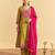 Women's Gorgeous Embroidery Work Vichitra Silk Fabric Flared Kurta Pant and Dupatta Set