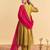 Women's Gorgeous Embroidery Work Vichitra Silk Fabric Flared Kurta Pant and Dupatta Set
