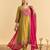 Women's Gorgeous Embroidery Work Vichitra Silk Fabric Flared Kurta Pant and Dupatta Set