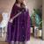 Purple anarkali suit with sequins thread work