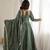 Green rayon gown with mirror embroidery set