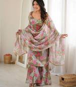 Sage green tebby organza palazzo suit