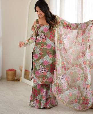 Sage green tebby organza palazzo suit 2