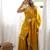 Mustard yellow roman silk blend palazzo suit with foil work suit set
