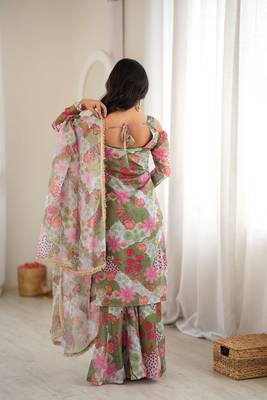 Sage green tebby organza palazzo suit 3