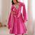 Pink rayon gown with mirror embroidery set