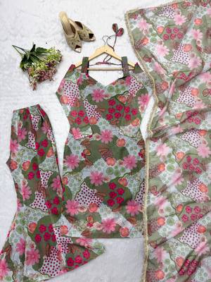 Sage green tebby organza palazzo suit 4