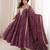 Plum rayon gown with mirror embroidery set