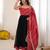 Black rayon bandhani gown with blooming georgette, suit set