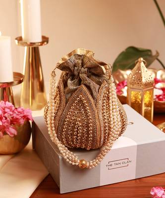 Multicolor long clutch and black mini lotus potli navratri combo 2