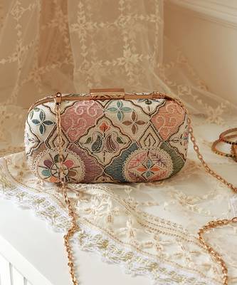 Multicolor long clutch and black mini lotus potli navratri combo 3