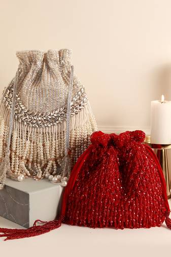 Rosa red potli bag and jalsa potli bag festive combo