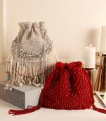 Rosa red potli bag and jalsa potli bag festive combo