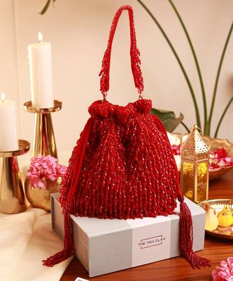 Rosa red potli bag and jalsa potli bag festive combo 4