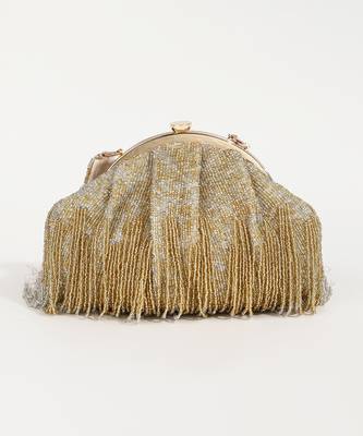 Golden mother of pearl clutch and amour batua bag combo 4