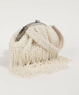 Pearl black embroidered clutch and white pearl batua bag combo 4