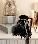 Black tassel potli and silver potli bag combo