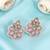 Gold plated pink kundan pearl floral ethnic wedding jewellery stud earring for women & girls