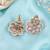 Gold plated pink kundan pearl floral ethnic wedding jewellery stud earring for women & girls