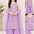 Purple sequins embroidered kurti palazzo girls festive set with dupatta
