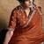 rust lustrous satin sequin embroidery embellished pearl stone applique flowers designer saree