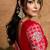 red zari organza satin dual sequin pearl stone detailing designer saree