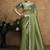 olive zari organza satin pearl stone sequin applique work designer saree