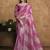 pink organza satin lehriya print scallops highlighted pearls stones sequins designer saree