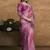pink organza satin lehriya print scallops highlighted pearls stones sequins designer saree
