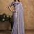 lilac pure crepe satin multi thread embroidered floral motifs pearl detailing designer saree