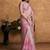 onion pink crepe double weave jacquard floral motifs sequin embroidery pearl work designer saree