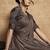 brown lustrous satin applique flower work embellished stone multi thread embroidery designer saree