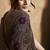 brown lustrous satin applique flower work embellished stone multi thread embroidery designer saree