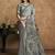 gray satin double weave jacquard embroidery highlighted black stones pearls designer saree