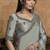 gray satin double weave jacquard embroidery highlighted black stones pearls designer saree